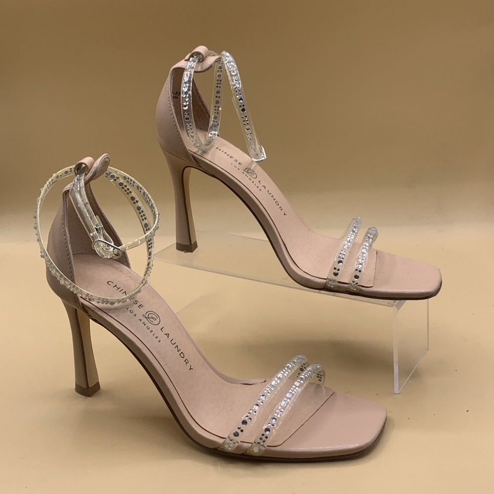 Chinese Laundry January Clear Rhinestone Ankle Strap Heels Size US 8 - Picture 2 of 8